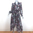 MISA Midi Dress Katja Black Floral Print Ruffled Chiffon Size Small Long Sleeve