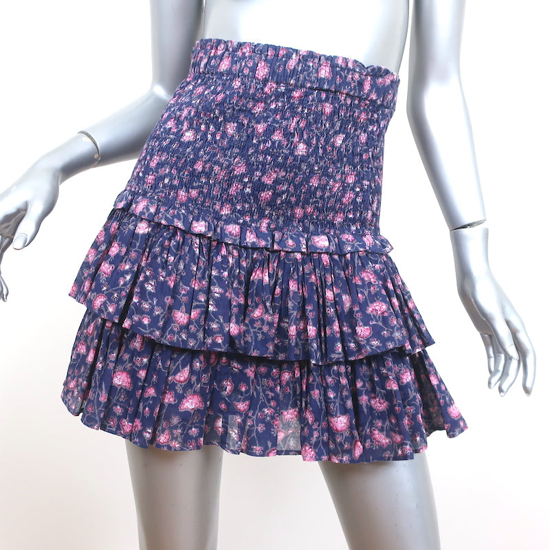 Isabel Marant Etoile Naomi Print Skirt Cott Celebrity Smocked Purple Owned – Floral Mini