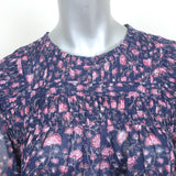 Isabel Marant Etoile Layona Ruffle Top Purple Floral Print Cotton Size 34
