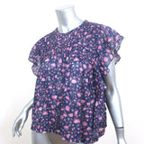 Isabel Marant Etoile Layona Ruffle Top Purple Floral Print Cotton Size 34