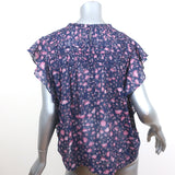Isabel Marant Etoile Layona Ruffle Top Purple Floral Print Cotton Size 34