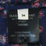 Isabel Marant Etoile Layona Ruffle Top Purple Floral Print Cotton Size 34