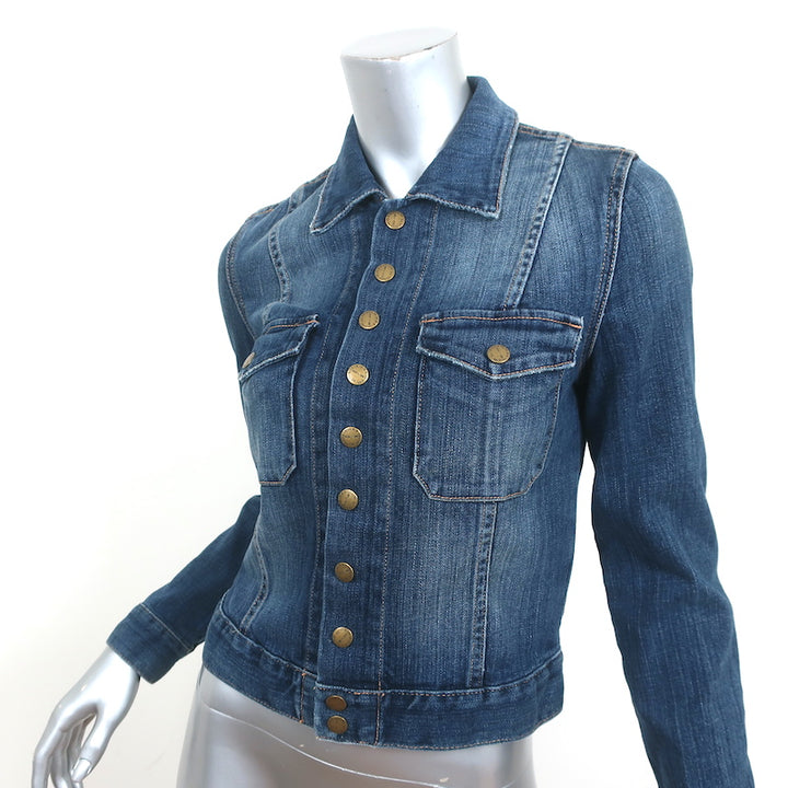 Current/Elliott The Snap Jacket Loved Wash Stretch Denim Size 1