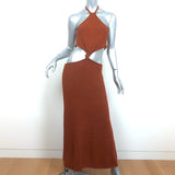 Cult Gaia Cutout Twist Front Halter Midi Dress Cameron Amber Knit Size Medium