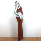 Cult Gaia Cutout Twist Front Halter Midi Dress Cameron Amber Knit Size Medium