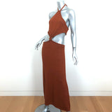 Cult Gaia Cutout Twist Front Halter Midi Dress Cameron Amber Knit Size Medium