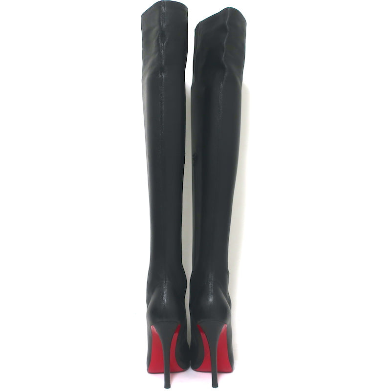 Christian Louboutin Sempre Monica Over the Knee Boots Black Leather Size 36