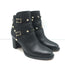 Valentino Rockstud Ankle Boots Black Grained Leather Size 35.5 Mid-Heel Booties