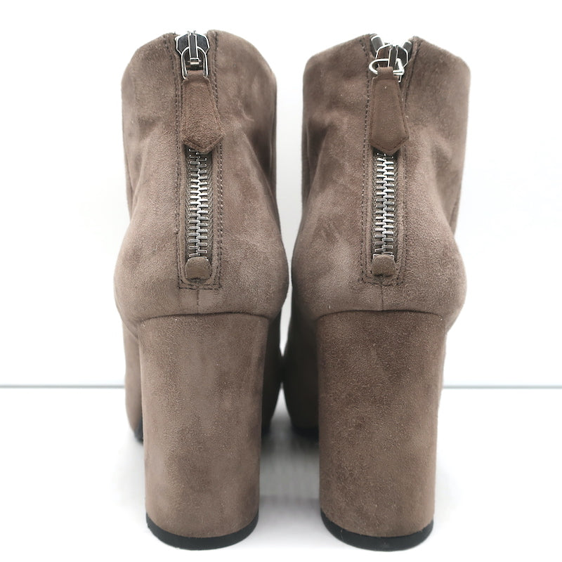 Prada Ankle Boots Taupe Suede Size 35 Hidden Platform Booties