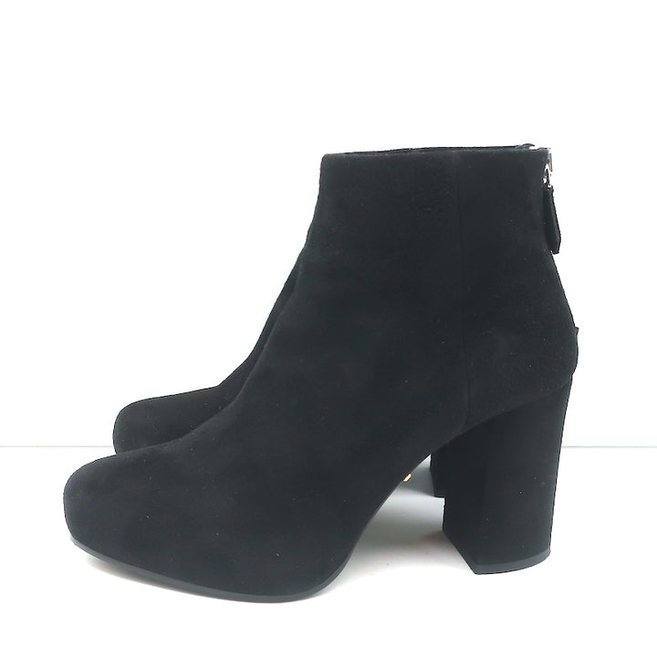 Prada Ankle Boots Black Suede Size 35 Hidden Platform Booties