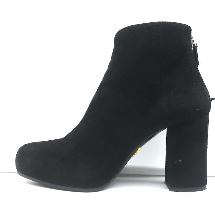 Prada Ankle Boots Black Suede Size 35 Hidden Platform Booties