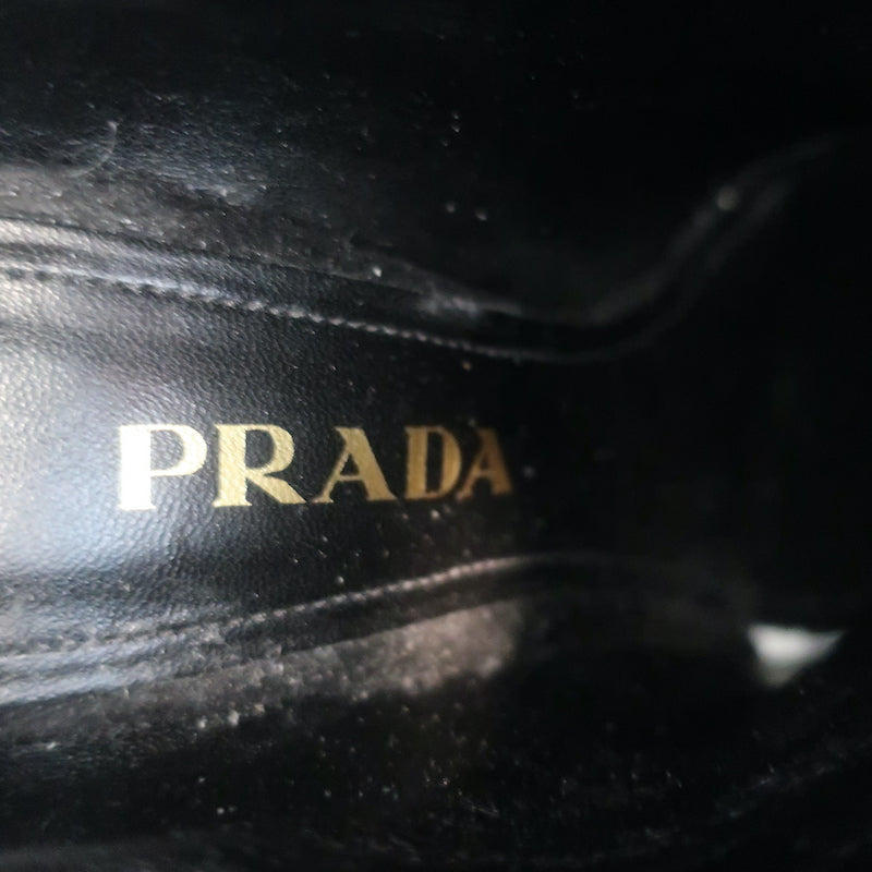 Prada Ankle Boots Black Suede Size 35 Hidden Platform Booties