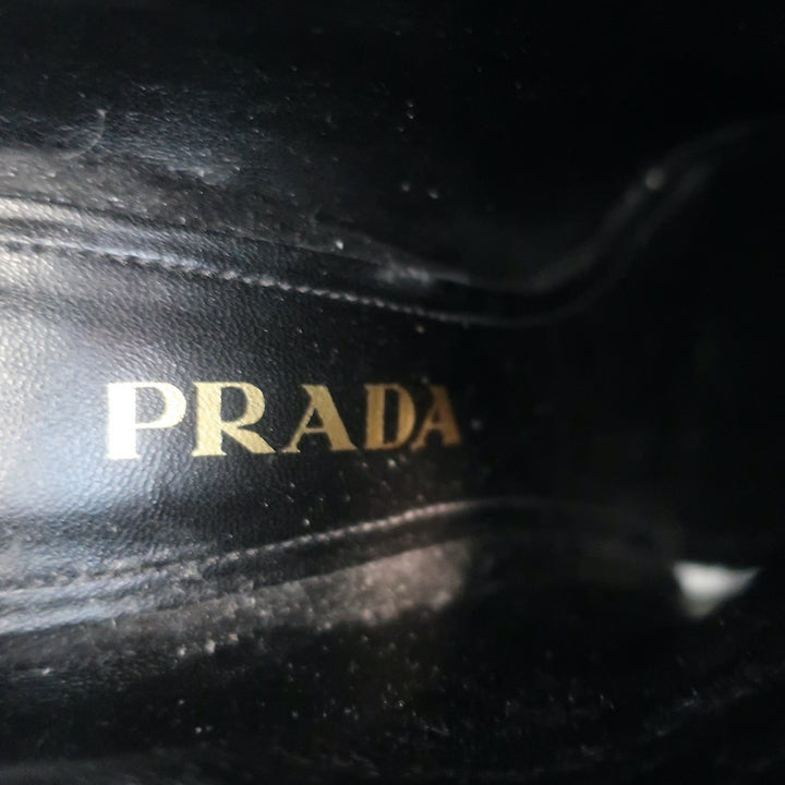 Prada Ankle Boots Black Suede Size 35 Hidden Platform Booties