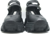 Miu Miu Platform Mary Jane Wedge Sneakers Black Leather Size 35