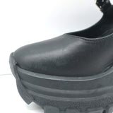 Miu Miu Platform Mary Jane Wedge Sneakers Black Leather Size 35