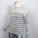 A.L.C. Turtleneck Sweater Elisa Ivory Metallic-Striped Knit Size Medium