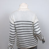 A.L.C. Turtleneck Sweater Elisa Ivory Metallic-Striped Knit Size Medium