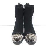Christian Louboutin Washy 70 Studded Ankle Boots Black Neoprene Size 37 NEW