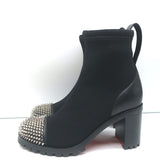 Christian Louboutin Washy 70 Studded Ankle Boots Black Neoprene Size 37 NEW