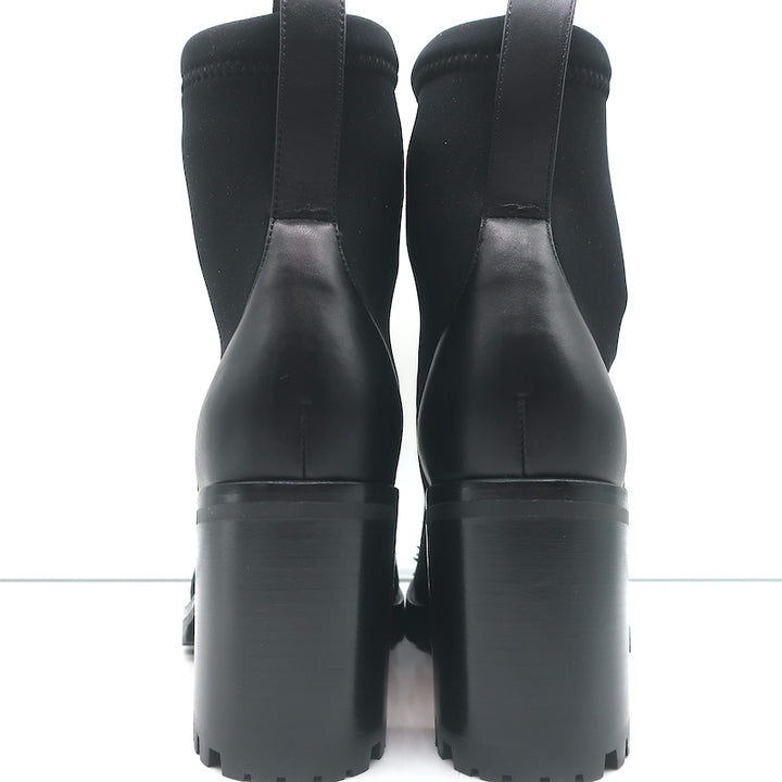 Christian Louboutin Washy 70 Studded Ankle Boots Black Neoprene Size 37 NEW