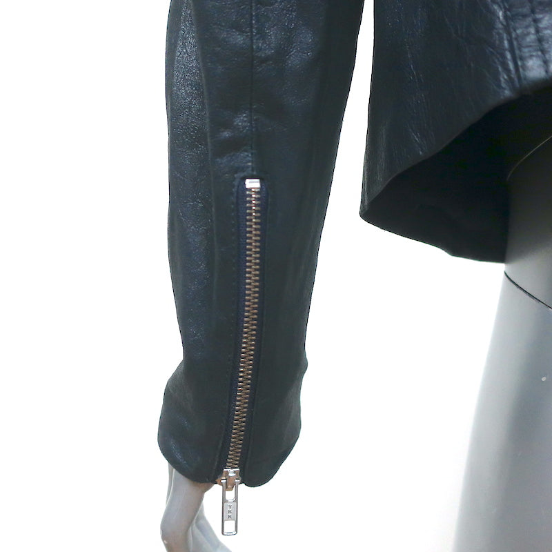 Theyskens' Theory Jose Leather Biker Jacket Navy Size Large Celebrity Owned Theyskens' Theory Jose Leather Biker Jacket Navy Size Large Celebrity Owned