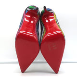 Christian Louboutin So Kate 100 Ankle Boots Multi Striped Glitter Size 37 NEW