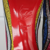 Christian Louboutin So Kate 100 Ankle Boots Multi Striped Glitter Size 37 NEW