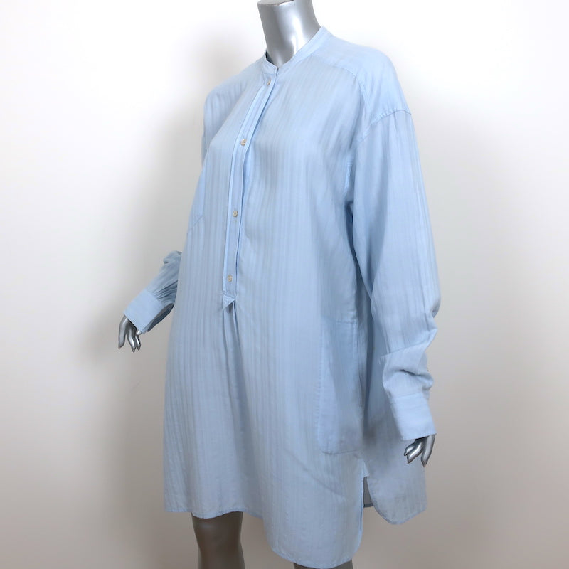 Isabel Marant Etoile Long Sleeve Shirtdress Light Blue Tonal Stripe Size 38