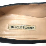 Manolo Blahnik BB 100 Pumps Black Suede Size 38 Pointed Toe Heels