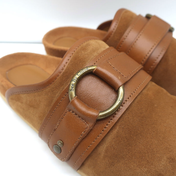 See by Chloe Clogs Gema Brown Suede Size 36 Flat Mules