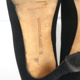 Manolo Blahnik BB 100 Pumps Black Suede Size 38 Pointed Toe Heels