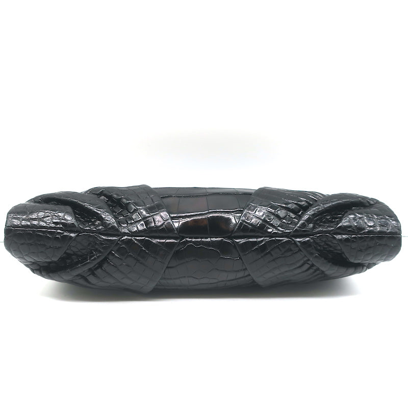 Judith Leiber Alligator Clutch Black Medium Evening Bag