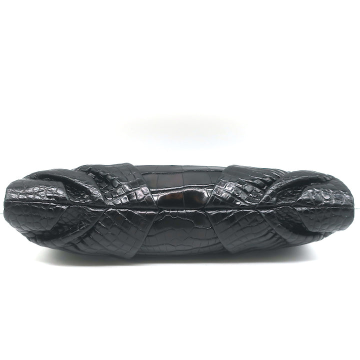 Judith Leiber Alligator Clutch Black Medium Evening Bag
