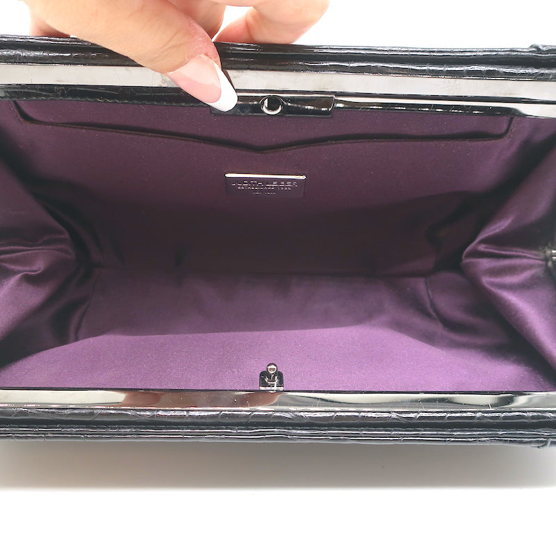 Judith Leiber Alligator Clutch Black Medium Evening Bag