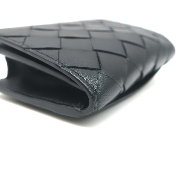 Bottega Veneta Business Card Case Wallet Black Intrecciato Leather