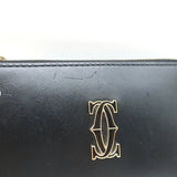 Cartier Double C de Cartier Zipped Card Holder Wallet Black Leather
