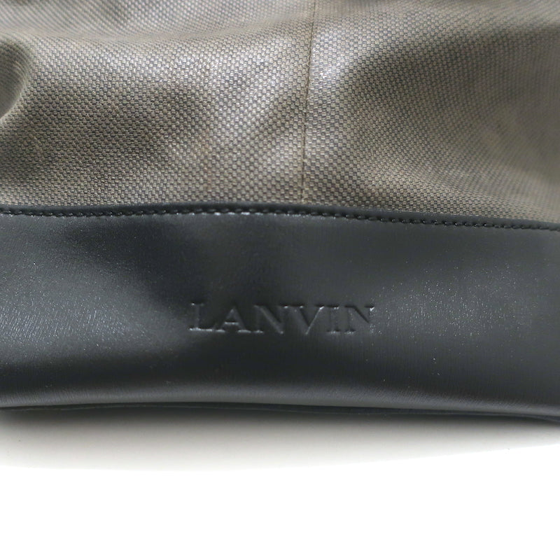 Lanvin 1970s Brown Monogram Canvas Vintage Travel Bag Leather ref