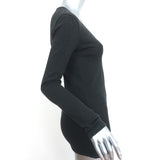 Brunello Cucinelli Monili Trim V-Neck Long Sleeve Top Charcoal Size Medium