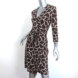 Diane von Furstenberg Vintage Julian Wrap Dress Giraffe Print Silk Jersey Size 4