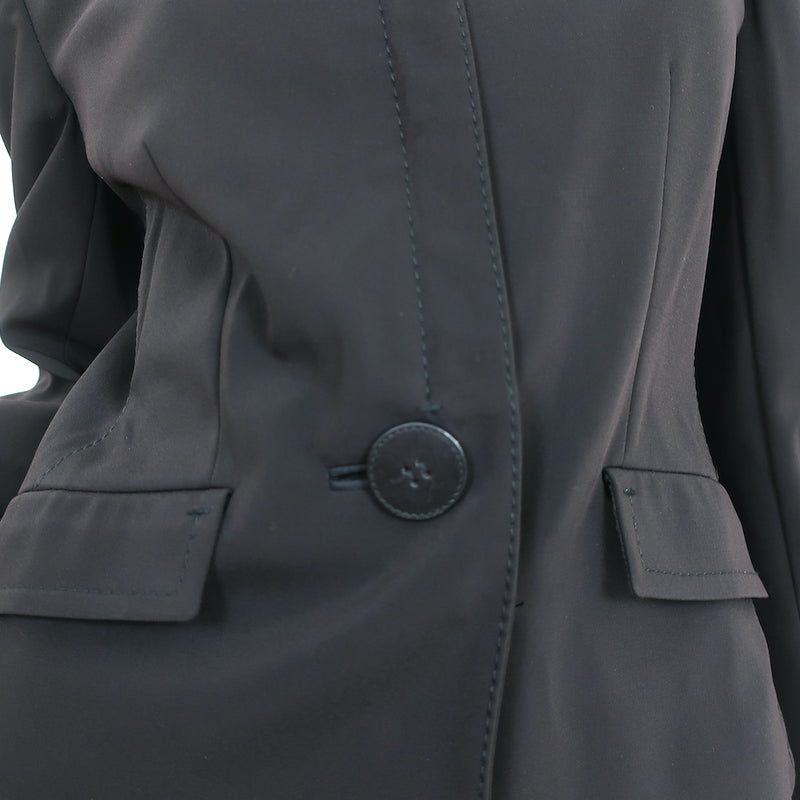 Prada Blazer Black Stretch Crepe Size 42 Zip &amp; Button Front Jacket