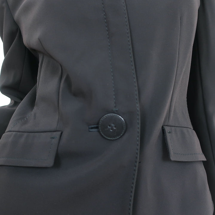 Prada Blazer Black Stretch Crepe Size 42 Zip &amp; Button Front Jacket
