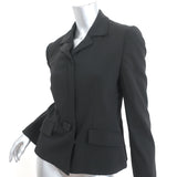 Prada Blazer Black Stretch Crepe Size 42 Zip & Button Front Jacket