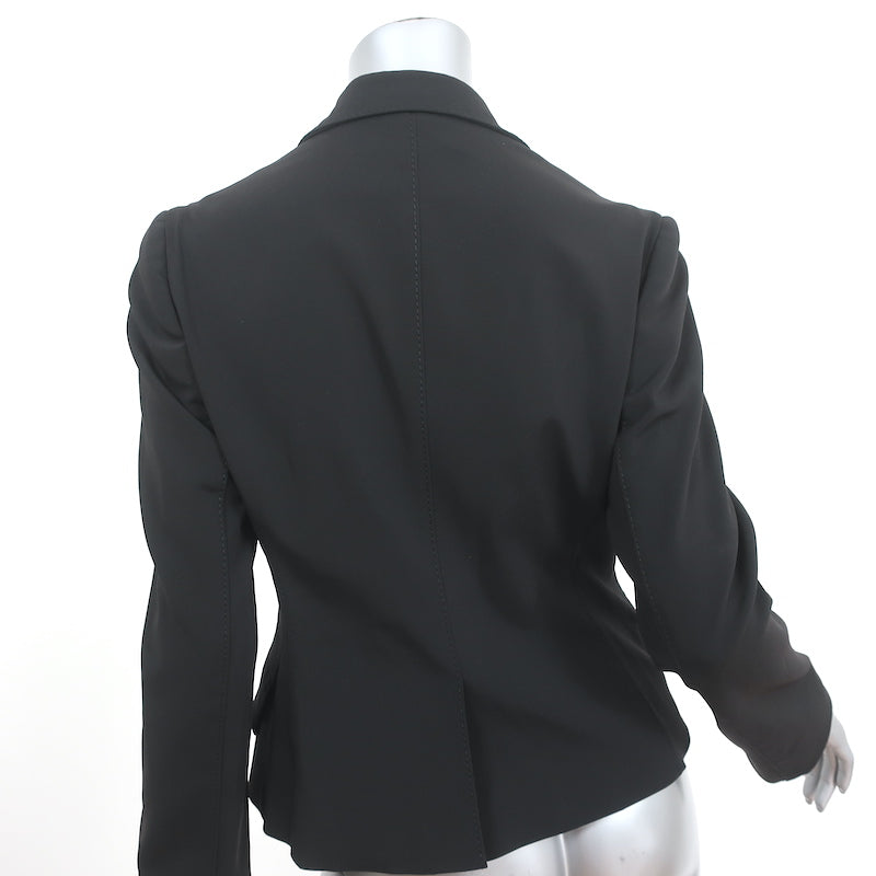 Prada Blazer Black Stretch Crepe Size 42 Zip &amp; Button Front Jacket