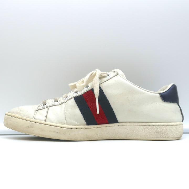 Gucci Loved Embroidered Ace Sneakers White Leather Size 36.5