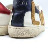 Gucci Loved Embroidered Ace Sneakers White Leather Size 36.5