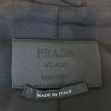 Prada Blazer Black Stretch Crepe Size 42 Zip & Button Front Jacket