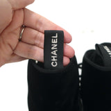 Chanel 17B CC Cap Toe Combat Boots Black Velvet Size 37.5 Lace-Up Ankle Boots