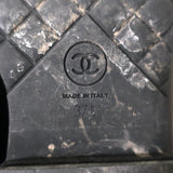 Chanel 17B CC Cap Toe Combat Boots Black Velvet Size 37.5 Lace-Up Ankle Boots