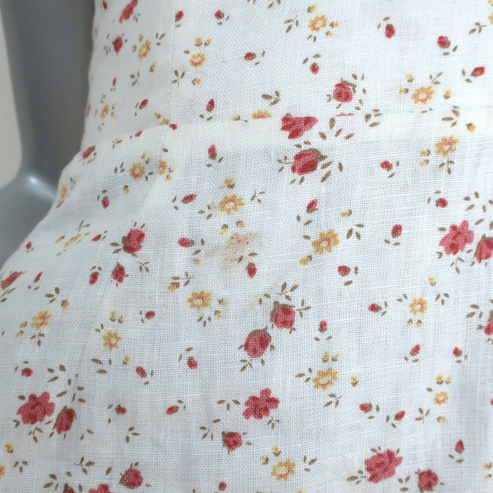 Reformation Kiernan Ruffle Hem Mini Dress White Floral Print Linen Size 2