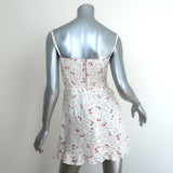 Reformation Kiernan Ruffle Hem Mini Dress White Floral Print Linen Size 2
